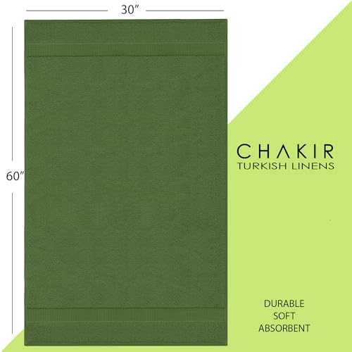 Chakir Turkish Linens 4 Piece Extra Large Bath Towels, 100% Cotton Luxury Turkish Towels for Bathroom, Soft Absorbent Bath Towels, 30 x 60 Inches, Moss - color: Moss