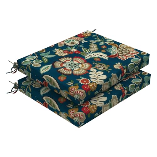 DYTXIII Set of 2 Outdoor Chair Cushions, Water Resistant 18.5"x16"x2" Square Seat Cushion for Patio Dining Chairs, High-Density Replacement Pads for Indoor Outdoor Furniture - Peacock Blue - color: Peacock Blue, size: Set of 2