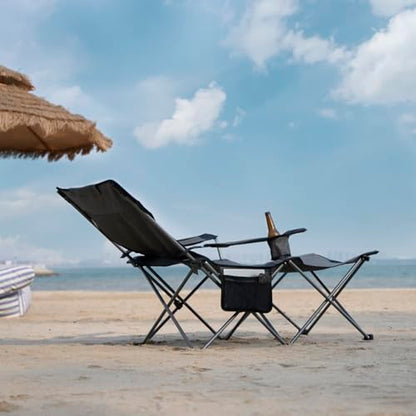 apollo walker Reclining Beach Chair, Adjustable 90-135° Backrest Camping Lounge Chairs for Adults, Folding Chair with Foot Rest & Detachable Pillow - Standard 6-Leg, Orange - color: Orange, style: 6-Leg