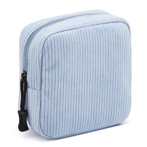 Small Makeup Bag for Purse,Mini Cosmetics Bag cute Zipper corduroy Cosmetic Pouch Storage Pouch Travel Toiletry Organizer for Women Girls(Blue) - color: Blue