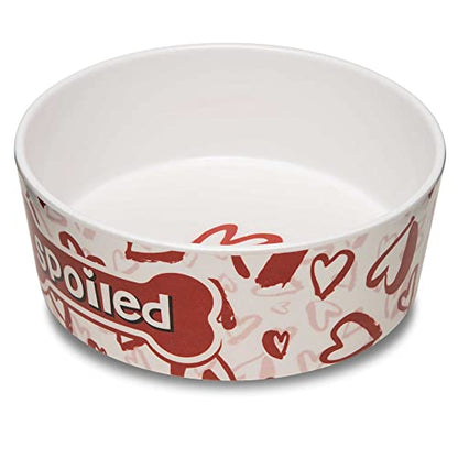 Loving Pets Dolce Moderno Ceramic Look Dog Bowl – Modern Melamine Dog Food Bowl & Dog Water Bowl – Durable, Non-Slip Pet Dish for Small & Medium Dogs – Dishwasher Safe Dog Bowl (Large, 47 oz) - color: Spoiled, size: Large
