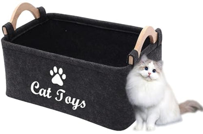 CozyCove Felt pet Toy Box Collapsible Pet Supplies Storage Basket cat toy box storage basket chest organizer，Fabric Storage Bin for Organizing Pet Toys, Blankets, Leashes, and Food