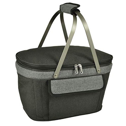 Picnic at Ascot Patented Insulated Folding Picnic Basket Cooler- Designed & Quality Approved in the USA - color: Charcoal
