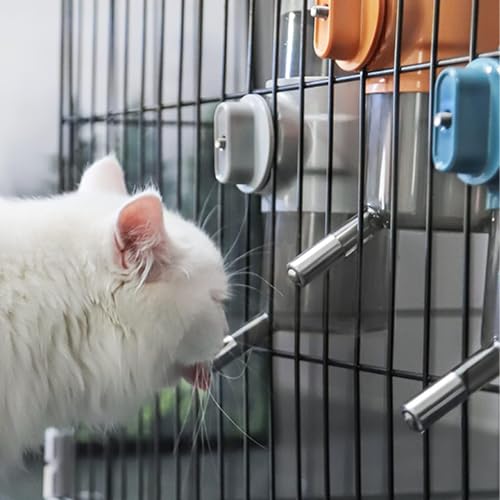 Pet Water Bottle Hanging Dog Water Dispenser Kennel Drinker Kettle Feeder BPA Free Cage Crate Hutch Puppy Cat Rabbit (24oz, Gray) - size: 24oz