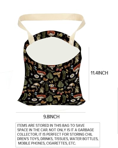Hanging Car Trash Can Bag - Boho Brown Mushroom Design, Back Seat Organizer for Travel, Camping, Vehicle Accessories - color: Cute Boho Mushroom