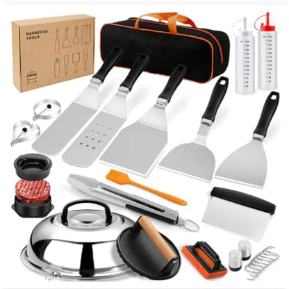 BBQ Tool Set, Stainless Steel Grill Accessories with Carrying Case, Outdoor Cooking Utensils for Camping, Tailgating, Backyard BBQ(27PCS)
