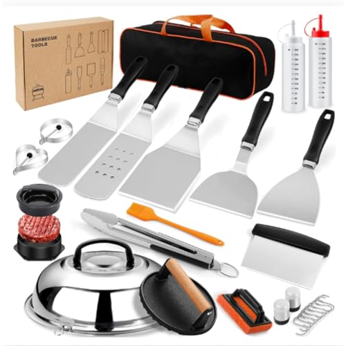 BBQ Tool Set, Stainless Steel Grill Accessories with Carrying Case, Outdoor Cooking Utensils for Camping, Tailgating, Backyard BBQ(27PCS)
