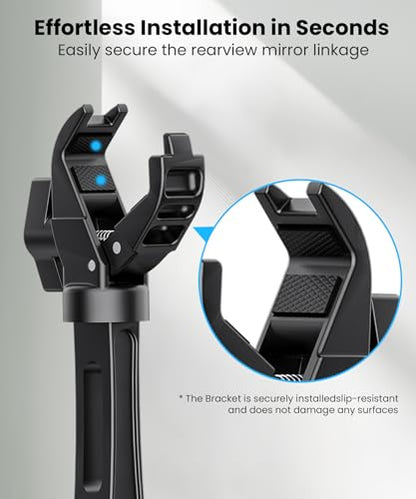 Karmus Rear View Mirror Phone Holder, Aluminum Alloy Mount Car Phone Holder Universal Rotatable and Retractable Rearview Mirror Phone Mount for Car Truck - color: Black