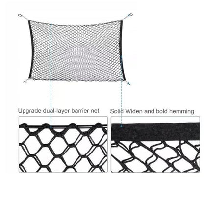 Car Dog Barrier Net for Toyota 86, Dual Layer Trunk Cargo Net Backseat Divider with Hook Safety Mesh Pet Guard Storage Bag