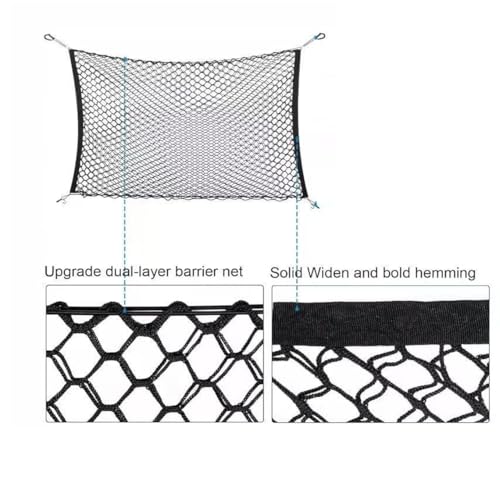 Car Dog Barrier Net for Volvo XC60 2. Gen (SPA), Dual Layer Trunk Cargo Net Backseat Divider with Hook Safety Mesh Pet Guard Storage Bag