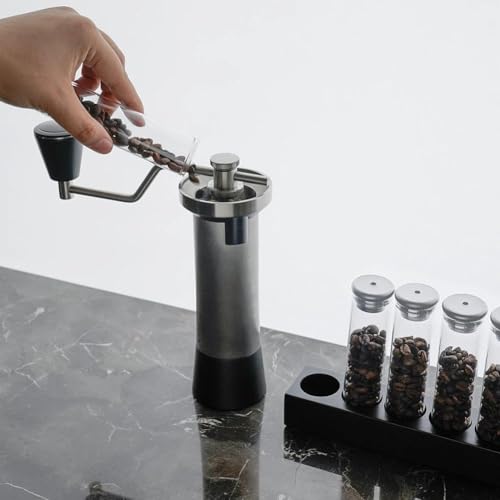 watchget Coffee Bean Container 6PCS Silver Coffee Bean Cellars Tubes Single Dose Coffee Bean Storage with One-Way Exhaust Valve & Black Stand & Silicone Funnel- Organized Storage Solution - color: Silver Aluminum Lid 6PCS