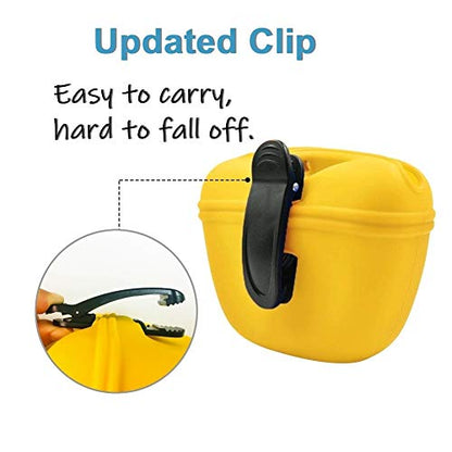 RoyalCare Silicone Dog Treat Pouch-Small Training Bag-Portable Dog Treat Bag for Leash with Magnetic Closure and Waist Clip[US Design Patent] - color: dark yellow