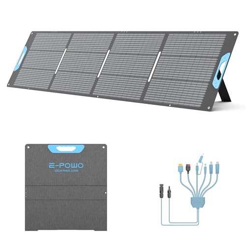 220W Portable Solar Panel for Power Station, 23.5% High Efficiency ETFE Foldable Solar Panels Charger, QC3.0 USB-A &Type-C Output,IP67 Waterproof for RV, Outdoor Camping, Off Grid Blackouts - style: EP-220W