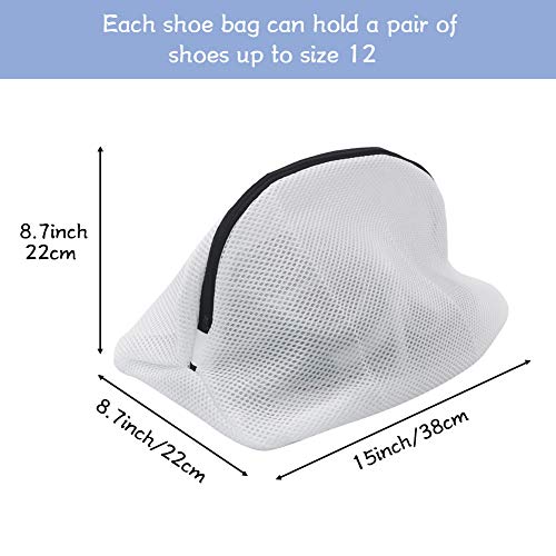 Tenn Well Shoe Washing Machine Bags, 3PCS Mesh Laundry Bags for Shoes, Sneakers, Trainers, Tennis Shoes, Slippers, Fit up to Men’s Size 12 - color: White, size: 8.7"x8.7"x15"