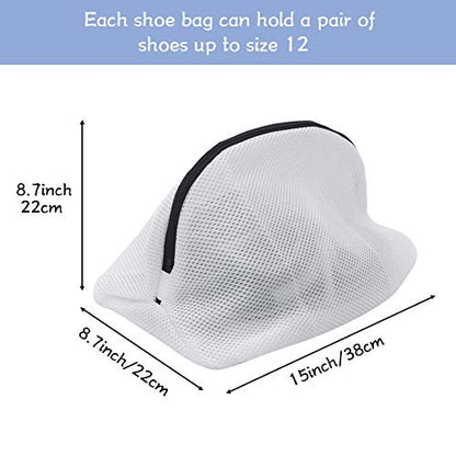 Tenn Well Shoe Washing Machine Bags, 3PCS Mesh Laundry Bags for Shoes, Sneakers, Trainers, Tennis Shoes, Slippers, Fit up to Men’s Size 12 - color: White, size: 8.7"x8.7"x15"