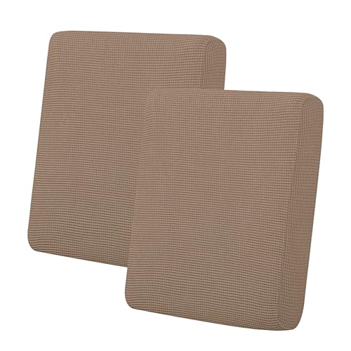 Easy-Going Stretch Individual Loveseat Couch Cushion Cover Sofa Cushion Furniture Protector Sofa slipcover Soft Flexibility with Elastic Bottom (2-piece Loveseat Cushion Cover, Camel) - color: Camel, size: 2-piece