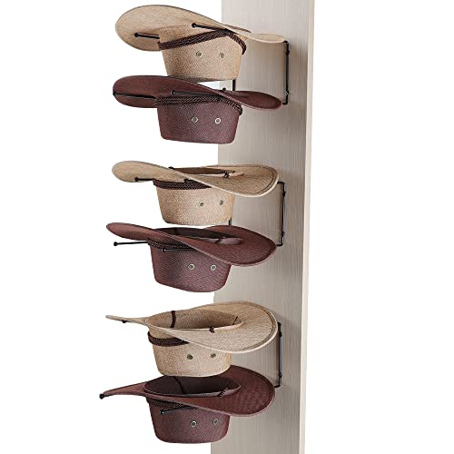 Taozun Cowboy Hat Rack - Cowboy Hat Holder DIY Hat Hangers for Wall Display, Black Hat Holder Organizer, 6 Pieces(A Beautiful Christmas Gift) - style: 6PC
