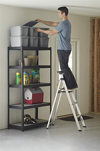 Cosco 3-Step Lightweight Aluminum Folding Step Ladder with Non-Marring Leg Tips, Slip-Resistant Platform, ANSI Rated 225 lbs, Home Furniture and Furnishings - style: 3 Step