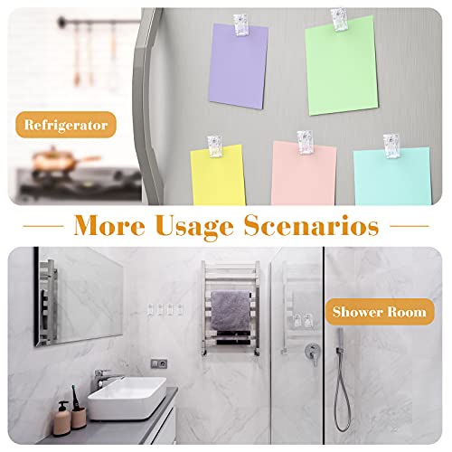 30 Pieces Self-Adhesive Clips Wall Tapestry Clips Sticky Plastic Photo Small Hanging Spring for Poster Photo Wall Teacher Student Home Applications(Clear) - color: Clear