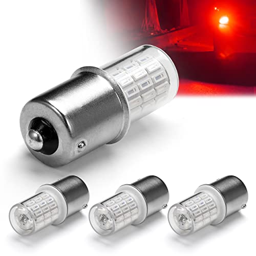 12V 1156 BA15S Red 1003 1141 7506 P21W LED Bulbs,DC Bayonet Single Contact Base,AC10-24V DC10-30 volt LED Replacement for Brake,Tail Lights,Blinker,Turn Signal,Parking or Running Lights,4Pack - color: 1156 Red