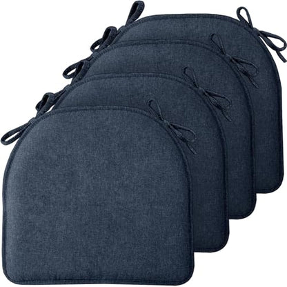 TushGuard Chair Cushions, 4 Pack Memory Foam Chair Pads, Seat Cushion, Kitchen Chair Cushions Set of 4, Anti-Slip Backing & Fixed Straps,Blue - color: Dark Blue