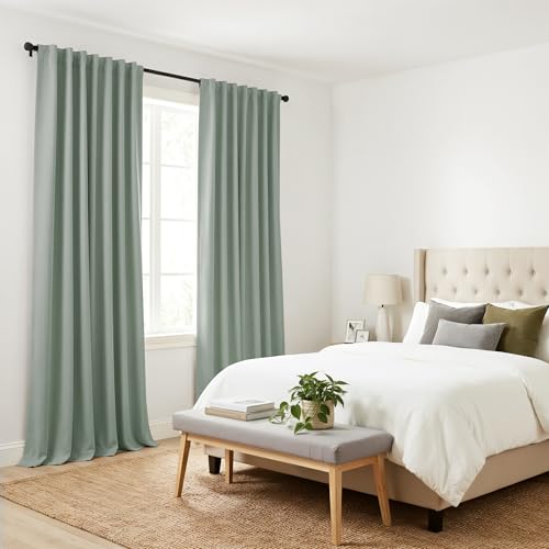 Pony DANCESage Green Blackout Curtains for Girls Bedroom Living Room 90 Inches Long 2 Panels, Nursery Thermal Insulated Room Darkening Drapes Solid Back Tab Window Treatments, W 42 x L 90 inch - color: Sage Green, size: 42"W x 90"L (Pack of 2)