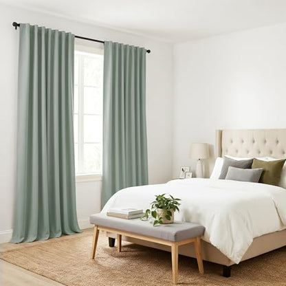 Pony DANCESage Green Blackout Curtains for Girls Bedroom Living Room 90 Inches Long 2 Panels, Nursery Thermal Insulated Room Darkening Drapes Solid Back Tab Window Treatments, W 42 x L 90 inch - color: Sage Green, size: 42"W x 90"L (Pack of 2)
