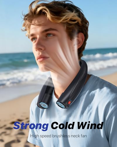 Kesguar Portable Neck Fan, 20H RunTime Cooling Fan, 6 Speeds 360° Airflow Personal Fan, Rechargeable Hands Free with 6000mAh Battery Wearable Fan Gifts for Women Men Outdoor Travel Camping - color: Black