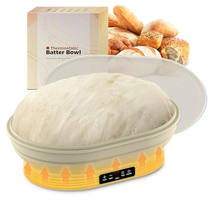 Upgraded Electric Heated Silicone Dough Proofing Box with Reliable Timer & Precise Temp Control - Fast Fermentation Collapsible Proofer Bowl(2L,Oval) - color: elliptical-1, size: 9in