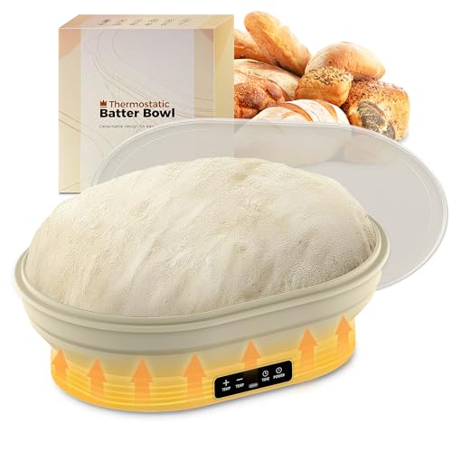 Upgraded Electric Heated Silicone Dough Proofing Box with Reliable Timer & Precise Temp Control - Fast Fermentation Collapsible Proofer Bowl(2L,Oval) - color: elliptical-1, size: 9in
