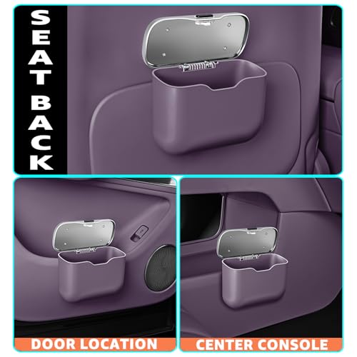 HOLDCY Car Trash Can, Waterproof Multi‑Functional Auto Trash Bin for Door/Console/Seat Back, Universal Vehicle Garbage Can for Car/Truck/SUV Drivers (Purple) - color: Purple