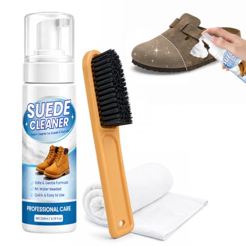 Suede Shoe Cleaner, Color-Safe Foam Cleaner for Suede & Leather Shoes - Removes Dirt, Stains & Water Spots