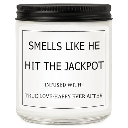 Bridal Shower Gifts for Bride, Bride to Be Engagement Gift for Couples Women, Funny Wedding Lavender Candles - style: JACKPOT