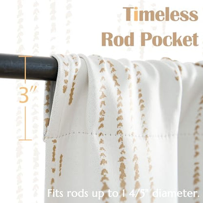 jinchan 95% Blackout Boho Kitchen Curtains 24 Inches Cafe Tier Curtains Bohemian Small Drapes for Bedroom RV Basement Half Window Room Darkening Thermal Insulated 2 Panels Beige - color: 95% Blackout | Taupe on Beige, size: 25"W x 24"L (Pack of 2)