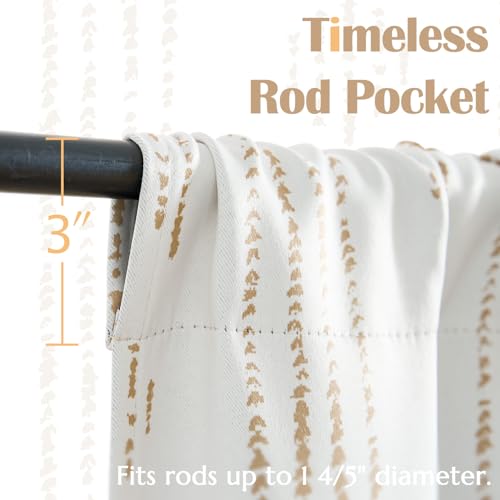 jinchan 95% Blackout Boho Kitchen Curtains 36 Inches Cafe Tier Curtains Bohemian Small Drapes for Bedroom RV Basement Half Window Room Darkening Thermal Insulated 2 Panels Beige - color: 95% Blackout | Taupe on Beige, size: 25"W x 36"L (Pack of 2)
