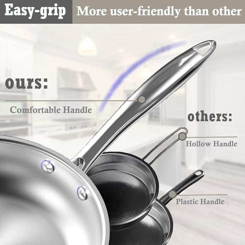 Stainless Steel pots and pans set, 6 Piece Nonstick Induction Kitchen Cookware Set, Works with Induction/Electric and Gas Cooktops, Nonstick, Oven Safe, Camping Cookware - size: 6