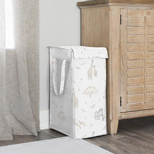 Sweet Jojo Designs Jungle Safari Animals Boy Girl Unisex Gender Neutral Laundry Hamper Foldable Dirty Clothes Basket with Handles Baby Nursery Kids Bedroom Teen Bathroom Elephant Adventure Serengeti - color: Serengeti
