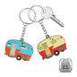 Camper Keychain Happy RV Keyring RV Keychain Couples Keychain Set Gifts for Men Women Camping Accessories 2 Pack - color: Yellow Blue