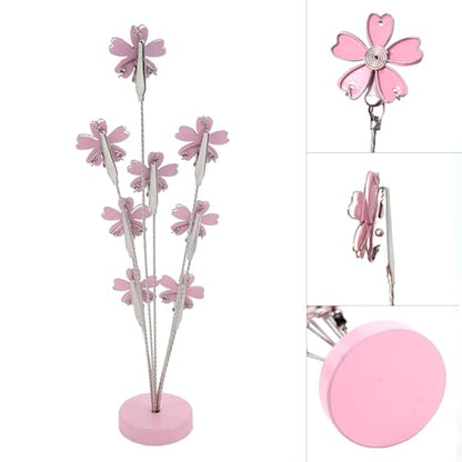 8-Branch Family Tree Picture Frame Holder, Card Photo Clips Holder Desk Stand for Memo Paper Note Photo Christmas Wedding Card Display (Cherry Blossoms) - style: Blossoms