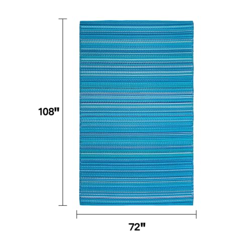 FH Home Outdoor Rug - Waterproof, Fade Resistant, Reversible - Premium Recycled Plastic - Striped - Large Patio, Deck, Sunroom, Camping, RV - Havana - Turquoise Crease Free - 6 x 9 ft - color: Havana - Turquoise, size: 6' x 9' (Rectangular)