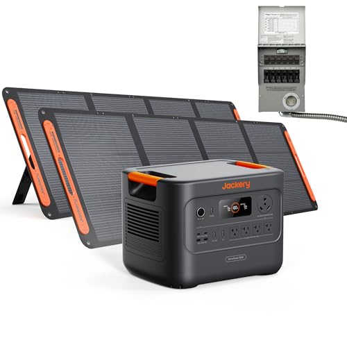 Jackery HomePower 3000 Portable Power Station and Transfer Switch with 2X 200W Panels, 3600W (Surge 7200W) Output, 3072Wh LFP Battery Solar Generator, USB-A/C for Essential Home Backup, Emergencies - style: HomePower 3000+2x200W+Transfer Switch