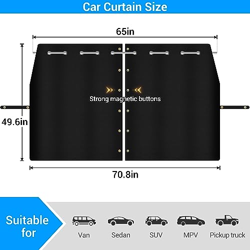 XCBYT Car Privcay Curtains - Car Camping Divider Curtains with Stainless Steel Adjustable Length Crossbar Window Shades for Van SUV Pickup Truck Travel Nap Camping - color: Divider(Large Suede, 70.8")
