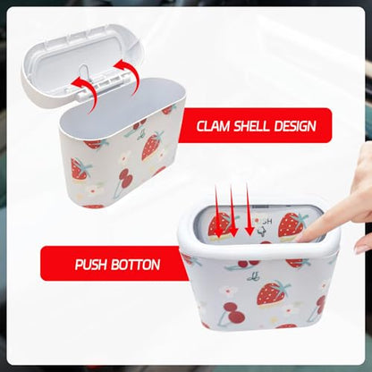 Mini Car Trash Bin with Lid – Automotive Garbage Can with 5 Trash Bags, Waterproof & Leakproof Vehicle Interior Waste Box for Car, Office, Home (White) - color: White