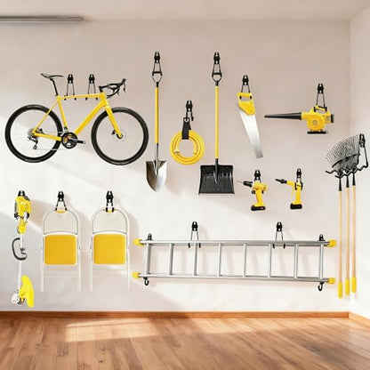 4 Pack Garage Hooks Heavy Duty, Steel Utility Ladder Hooks for Hanging Tools,Bikes, Hoses and Ropes - Wall Mount Organizer with Anti-Slip Coating（2.8in）