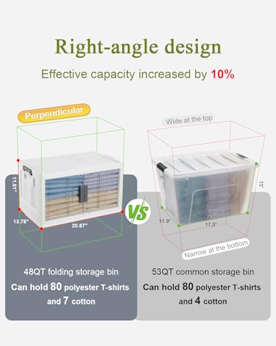 OlarHike 144QT Lockable Storage Bins with Lids - Folding Cabinet with Doors & Wheels, Collapsible Plastic Drawers for Dorm, Closets, Office, Game Day, College, Stackable Organizer, Gifts, 3 Pack - size: 48QT-White, style: 3Pack