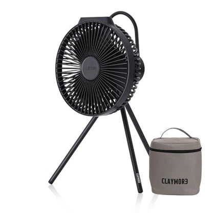 Claymore V600+ Black Rechargeable Portable Fan – 7,800mAh Battery, 4-Speed BLDC Ultra-Quiet Air Circulator USB-C Charging 32 Hrs Runtime Tripod Mountable Adjustable for Camping, Indoor, Outdoor - style: V600+ (Black)