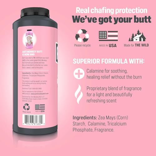 Anti Monkey Butt Body Powder for Women - Talc-Free Anti Chafing Powder for Sweat, Friction, & Itch Relief - Calamine Body Powder for Thigh Chafing, Skin Irritation, & Odor Control - 8 oz - size: 8 Ounce (Pack of 1)