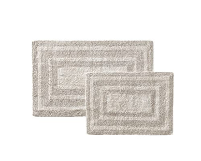 Eddie Bauer - Bathroom Rug, 100% Soft Plush Tufted Cotton Bath Rug, Highly Absorbent, Quick-Dry, and Skid-Resistant Backing (Logan Beige, 2 Piece) - color: Beige, style: 2 Piece