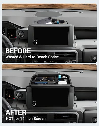 Ecarzo Dashboard Storage Box for Toyota Tacoma 2024 2025 2026, 8-Inch Screen Rear Tray Organizer, ABS Dashboard Storage Tray with Anti-Slip Liner, Center Console Accessory for Daily Essentials - size: Toyota Tacoma 2024-2026 8-Inch Screen Rear Tray