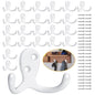 Homanu 24 Pack Coat Hooks, Heavy Duty Double Prong Coat Hooks Wall Mounted with 48 Screws, No Rust White Metal Wall Hooks for Hanging Towel, Coat, Bag, Hat, Cup, Key - color: 24 Pcs White